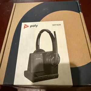 POLY W8220 Headset Packaging with Red and Black Logo